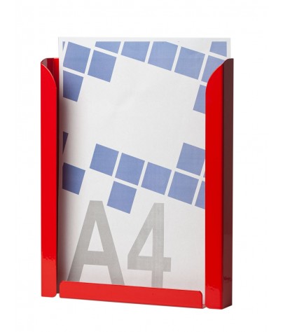 Expositor portafolletos metálico A4V color rojo