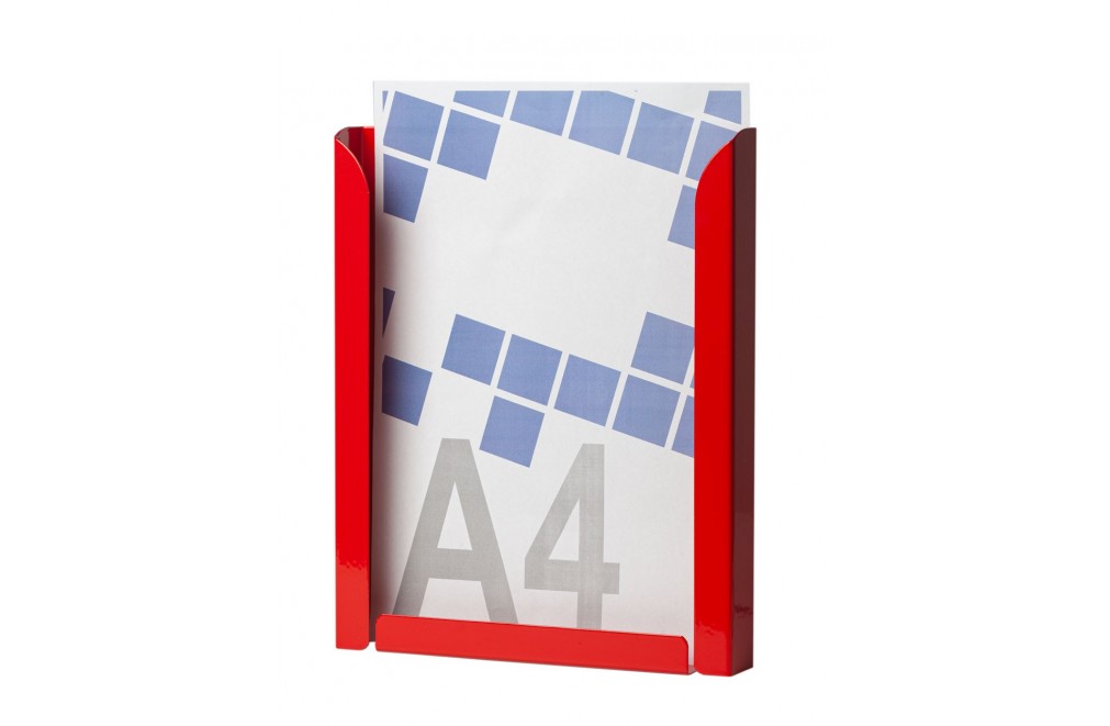 Expositor portafolletos metálico A4V color rojo