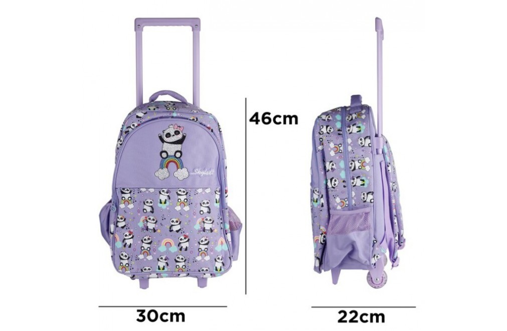 School backpack with cart and wheels. Panda model (46x30x22)