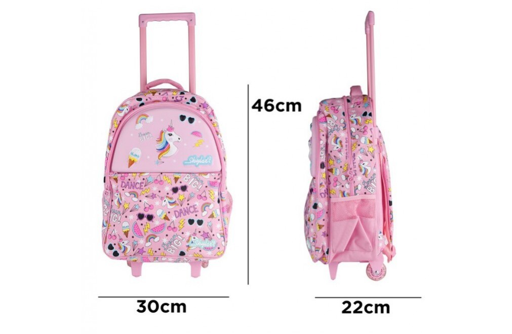 School backpack with cart and wheels. Unicornio model (46x30x22)