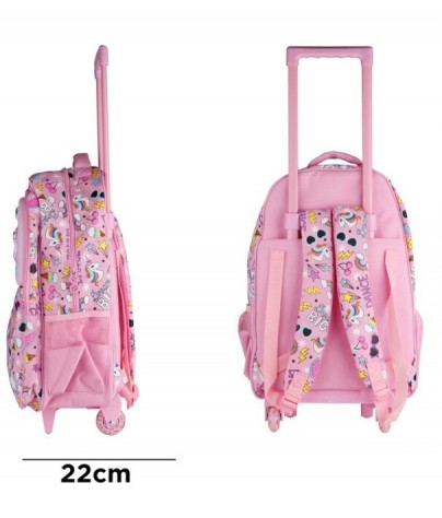School backpack with cart and wheels. Unicornio model (46x30x22)
