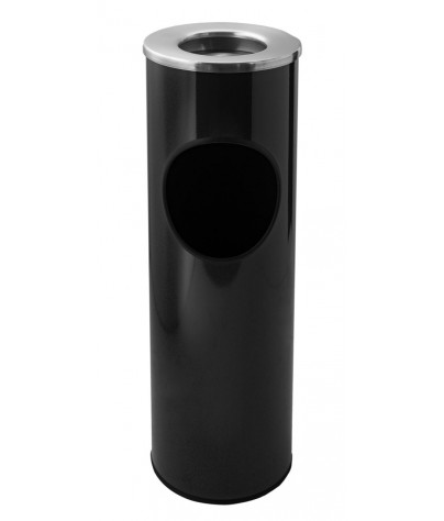 Standaschenbecher mit integrierten abfalleimer aus metall - 66,5 x 21,5 cm (Schwarz)