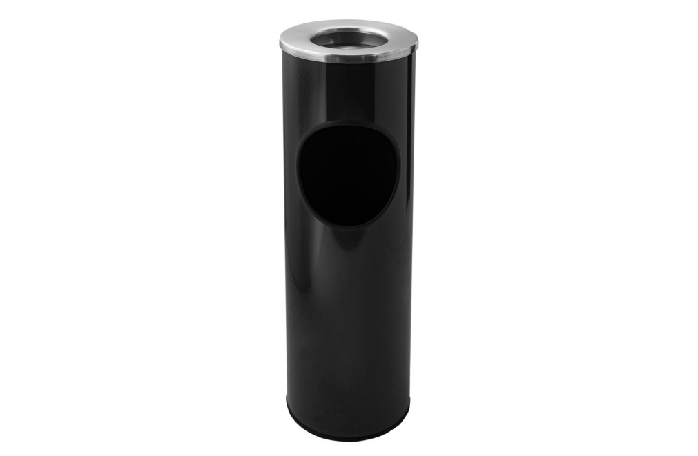 Corbeille à papier-cendrier métallique - 66,5 x 21,5 cm  (Noir)