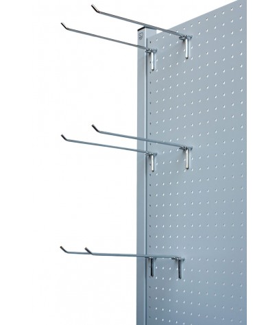 Showcase with perforated panel for hooks