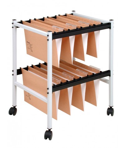 Trolley for hanging document folders. White color