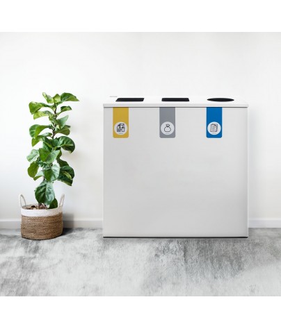 Recyclingbehälter für 3 Arten von Abfällen (Gelb / Grau / Blau)
