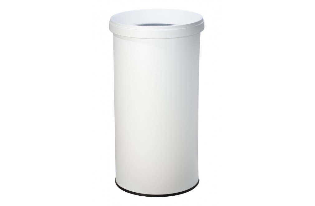 Wastepaper basket with protective ring on base. 25 Liters - White