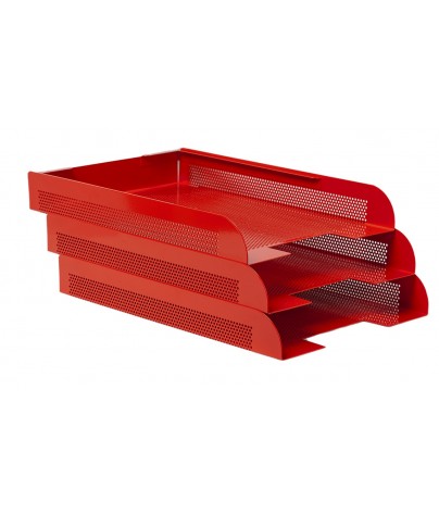 Stackable document tray. Red color (3 units)