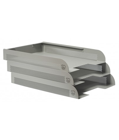 Stackable document tray. Silver color (3 units)