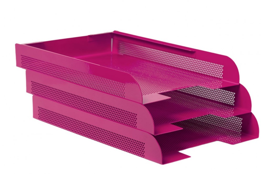 Stackable document tray. Pink colour (3 units)