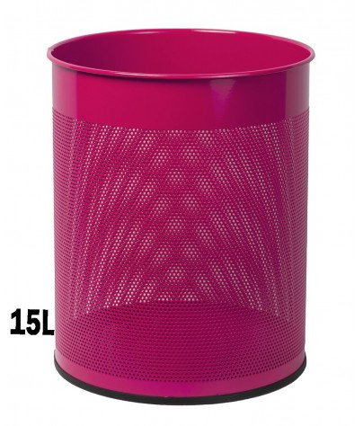 Wastepaper basket 15 Liters. Perforated metal wastebasket (Pink)