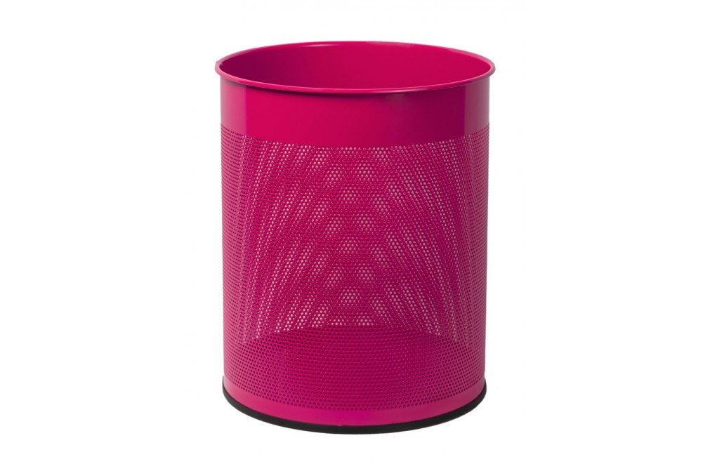 Wastepaper basket 15 Liters. Perforated metal wastebasket (Pink)