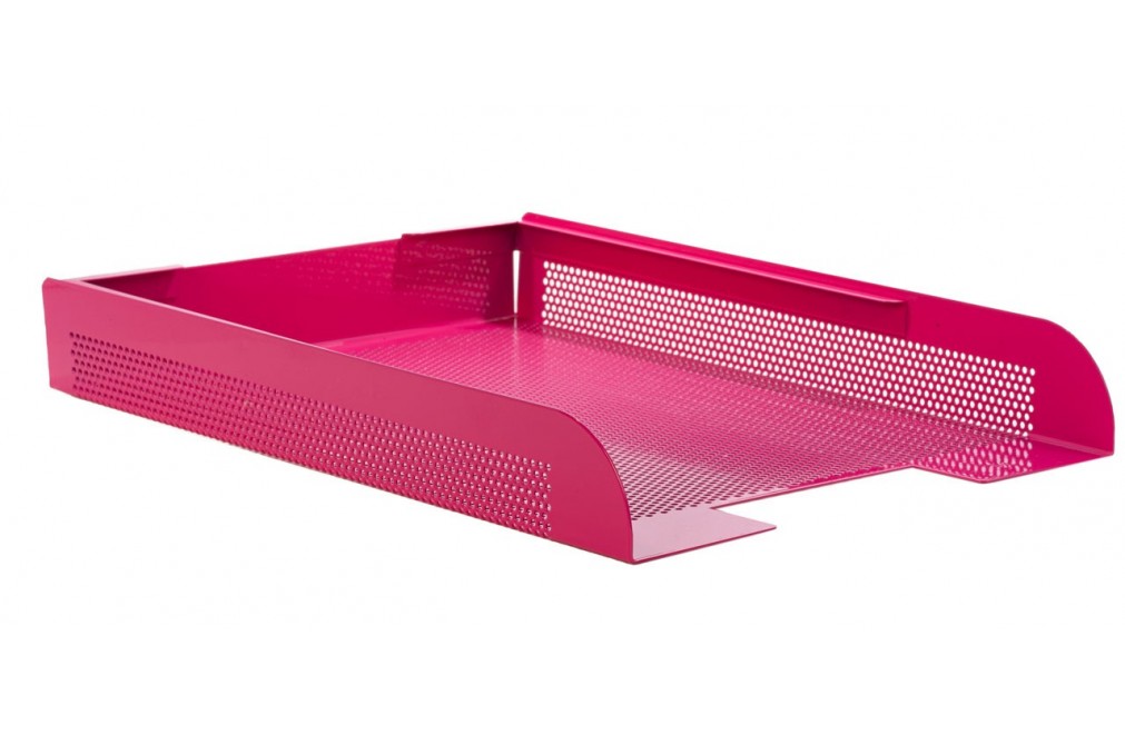 Stackable document tray. Pink colour (one unit)