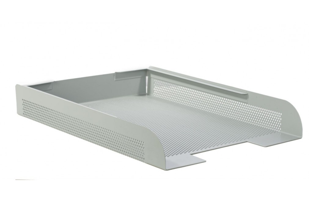 Stackable document tray. Silver color (one unit)