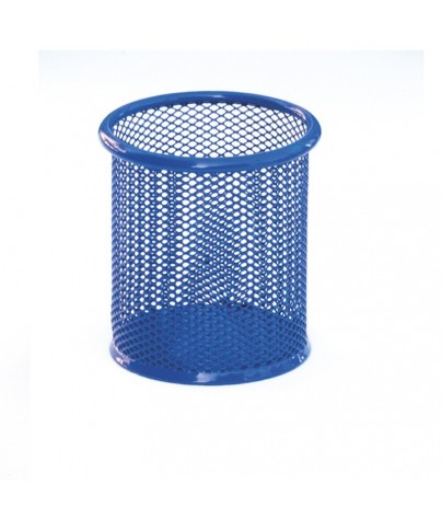 Portalápices metálico de malla o rejilla 10 x 8,5 cm. Color Azul