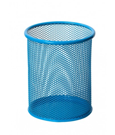 Pencil holder (metal mesh) 14 x 10 cm. Color blue