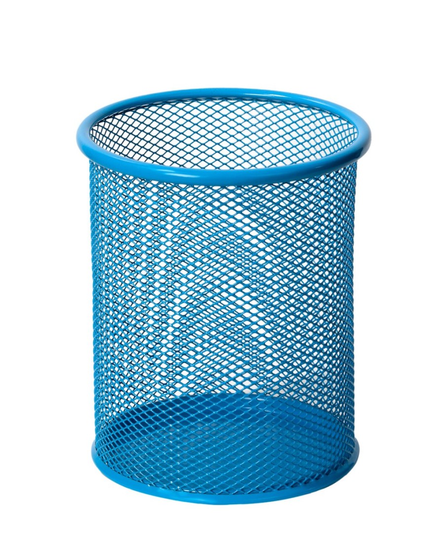 Pencil holder (metal mesh) 14 x 10 cm. Color blue