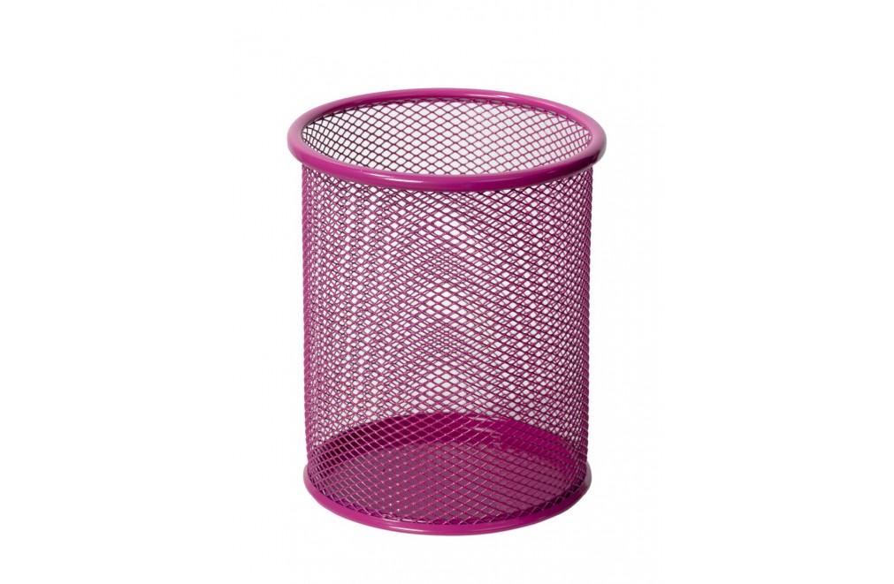 Portalápices metálico rosa de malla o rejilla 14 x 10 cm
