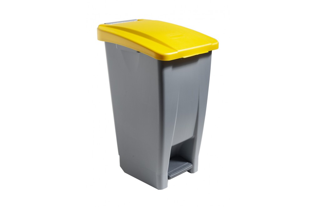 Container with pedal (60 Liters). Lid in yellow