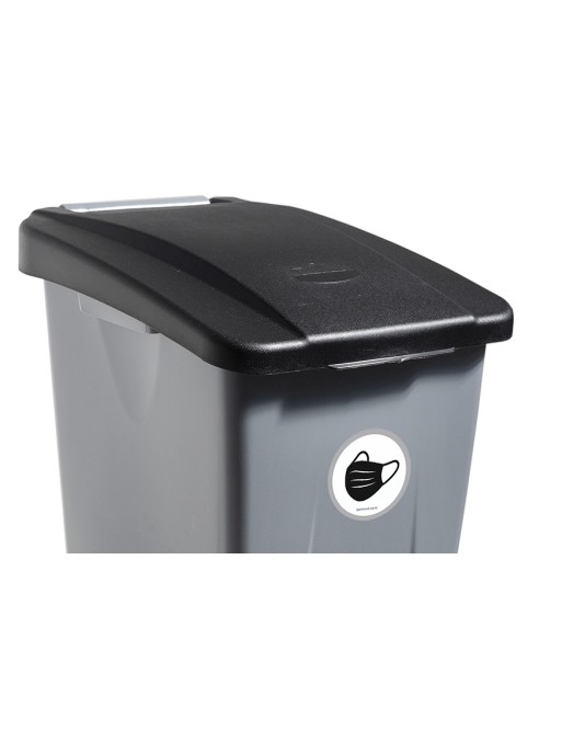 Container mit Pedal 60 Liters (Recycling-Aufkleber). Deckel in schwarz Container mit Pedal 60 Liters (Recycling-Aufkleber). Deckel in schwarz