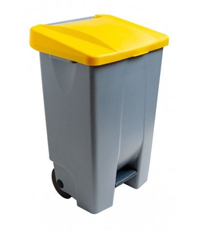 Container mit Pedal 120 Liters. Deckel in gelb