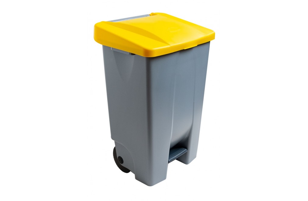 Container with pedal (120 Liters). Lid in yellow