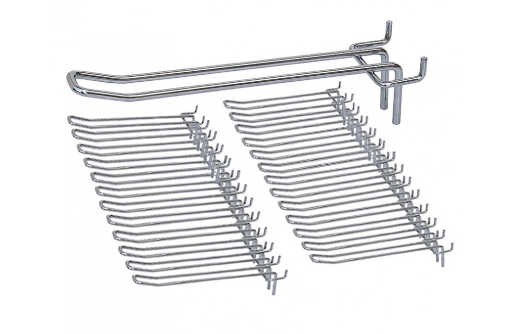 Colgadores de ganchos dobles para tablero perforado, soportes para