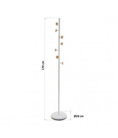 Metal coat rack with 7 hooks. White color