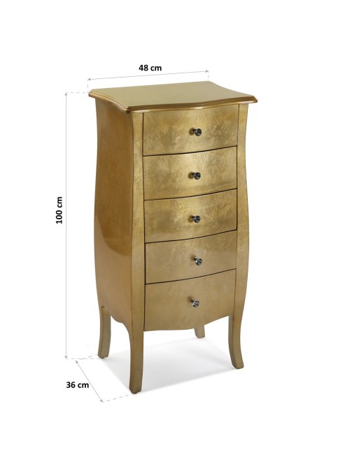 Table de chevet avec 5 tiroirs. Modèle Gold