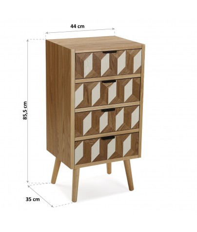 Chest with 4 drawers, model Ajedrez