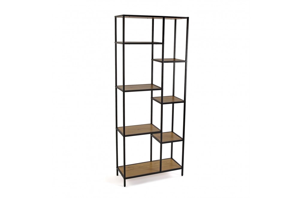Metal shelf with 8 wooden shelves. Greece model (Black)