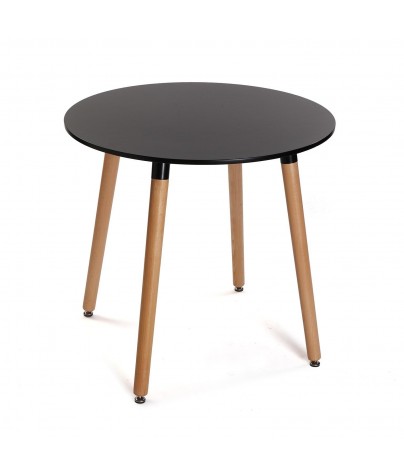 Mesa de madera en color negra, modelo Round (80 cm)