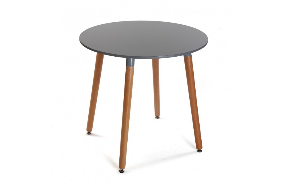 Table en bois en gris, modèle Round (80 cm)