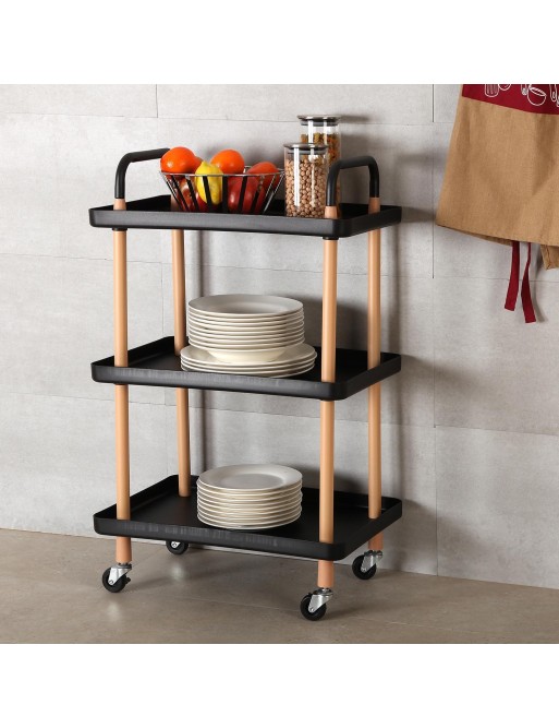 Chariot à roulettes et trois étagères, modèle Praga Chariot à roulettes et trois étagères, modèle Praga