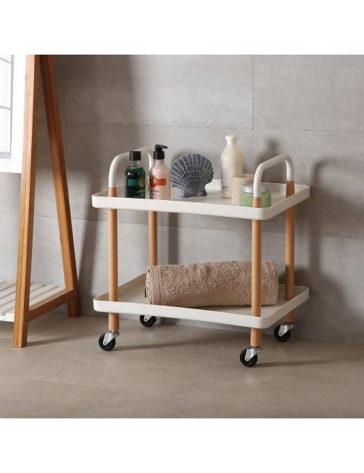 Chariot à roulettes et deux étagères, modèle Praga (blanc) Chariot à roulettes et deux étagères, modèle Praga (blanc)