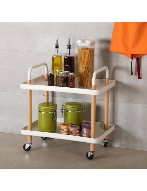 Wagen mit Rädern und 2 Regalen, Modell Praga (Weiß) Wagen mit Rädern und 2 Regalen, Modell Praga (Weiß)