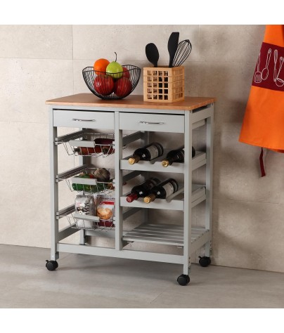 Mueble auxiliar de cocina multiusos, modelo kitchen (gris)