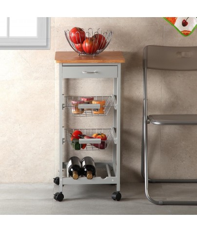 Meuble de cuisine avec 1 tiroir et 2 étagères, modèle Viena (gris)