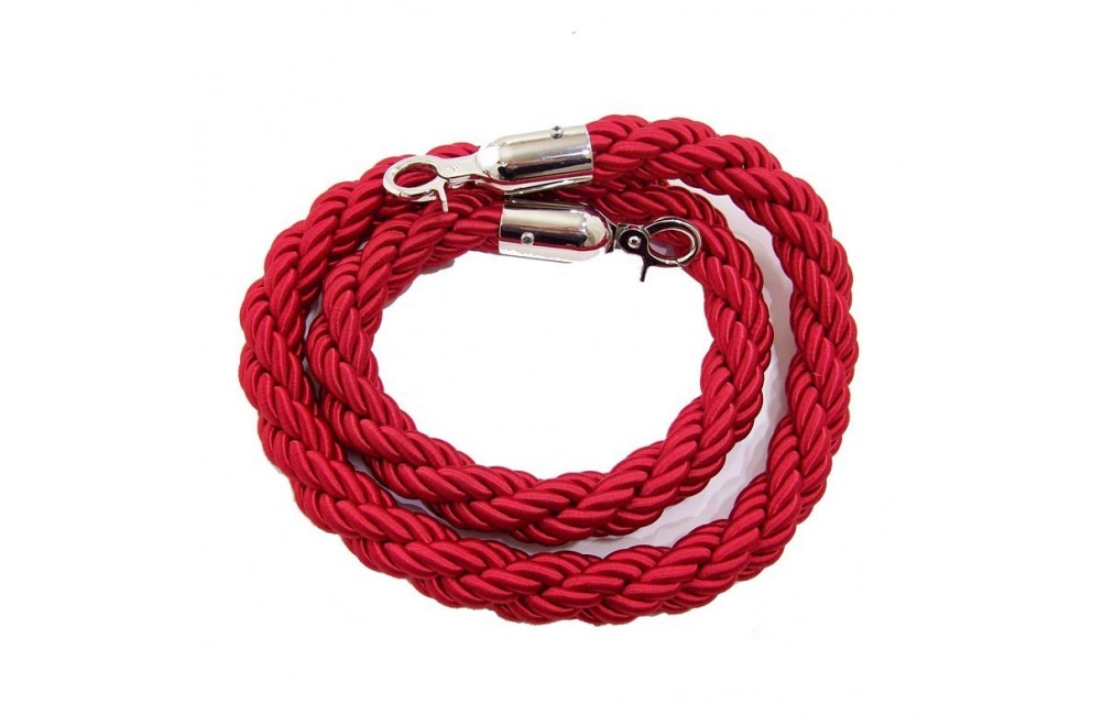 Cordón trenzado de 1,5 metros para poste separador de cordón (Rojo)