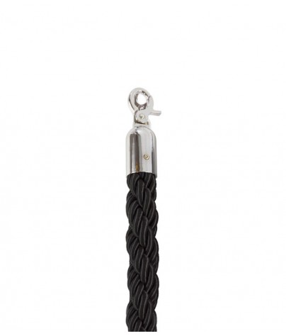 Cordón trenzado de 1,5 metros para poste separador de cordón (Negro)