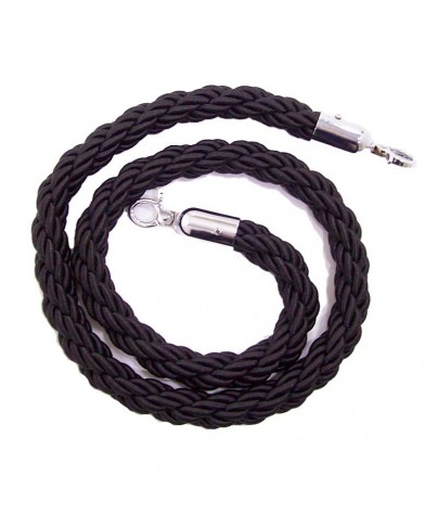 Cordón trenzado de 2,5 metros para poste separador de cordón (Negro)