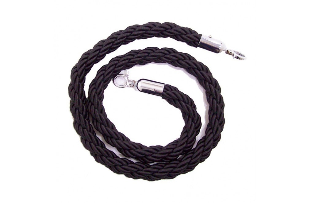 Cordón trenzado de 2,5 metros para poste separador de cordón (Negro)