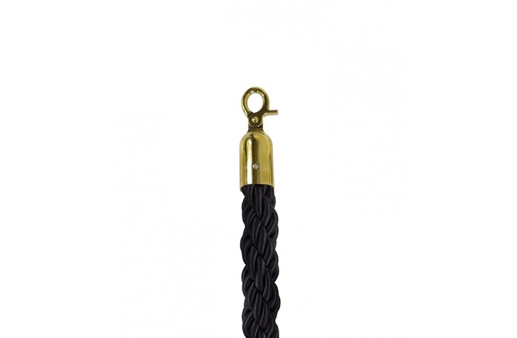 Cordón trenzado de 2,5 metros para poste separador de cordón (Dorado / Negro)