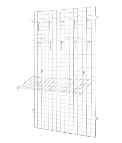 Panel made of wire net 150x60x1 + Plate to attach to a wall. White colorBlack color
