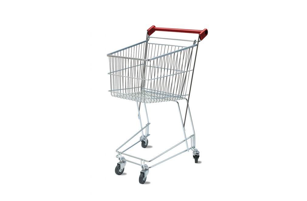 Einkaufswagen mit 50 Liter Kapazität für Supermärkte. Einkaufswagen ohne Babytrage (rot)