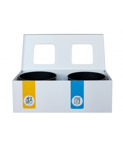 Papelera metálica de reciclaje 70 Litros (Amarillo / Azul)
