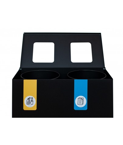 Papierkorb 70 Liters schwarz (Gelb / Blau)