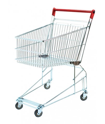 Einkaufswagen mit 100 Liter Kapazität für Supermärkte. Einkaufswagen ohne Babytrage (rot)
