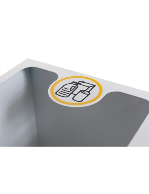 Recycling bin white color with three compartments 132 Liters (Yellow / Blue / Gray)