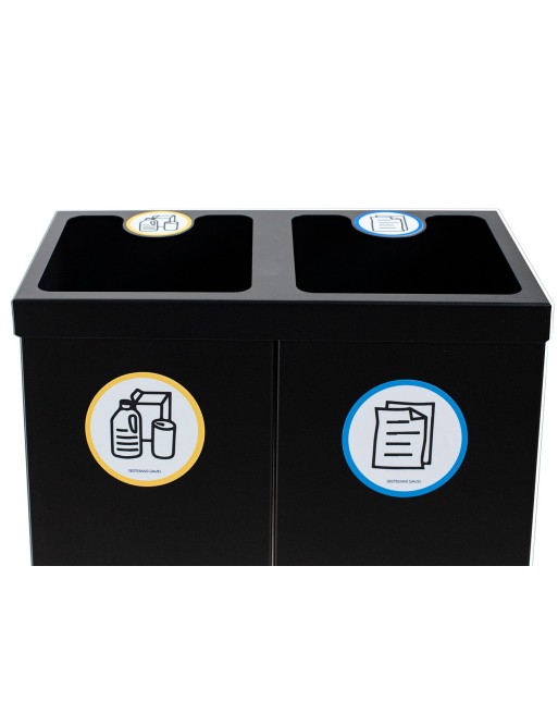Recyclingpapierkorb in texturierte schwarz mit zwei Fächern 88 Liters (Gelb / Blau) Recyclingpapierkorb in texturierte schwarz mit zwei Fächern 88 Liters (Gelb / Blau)